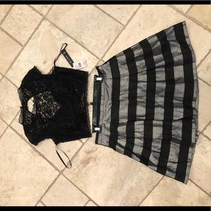 As U Wish- 2 piece Black and Silver Dress